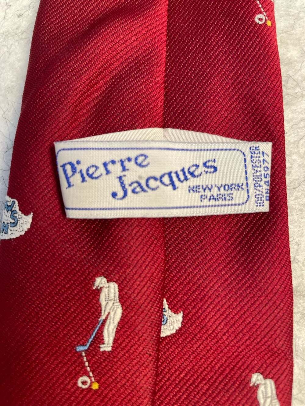 Pierre Jacques Vintage Red Golf Themed Necktie